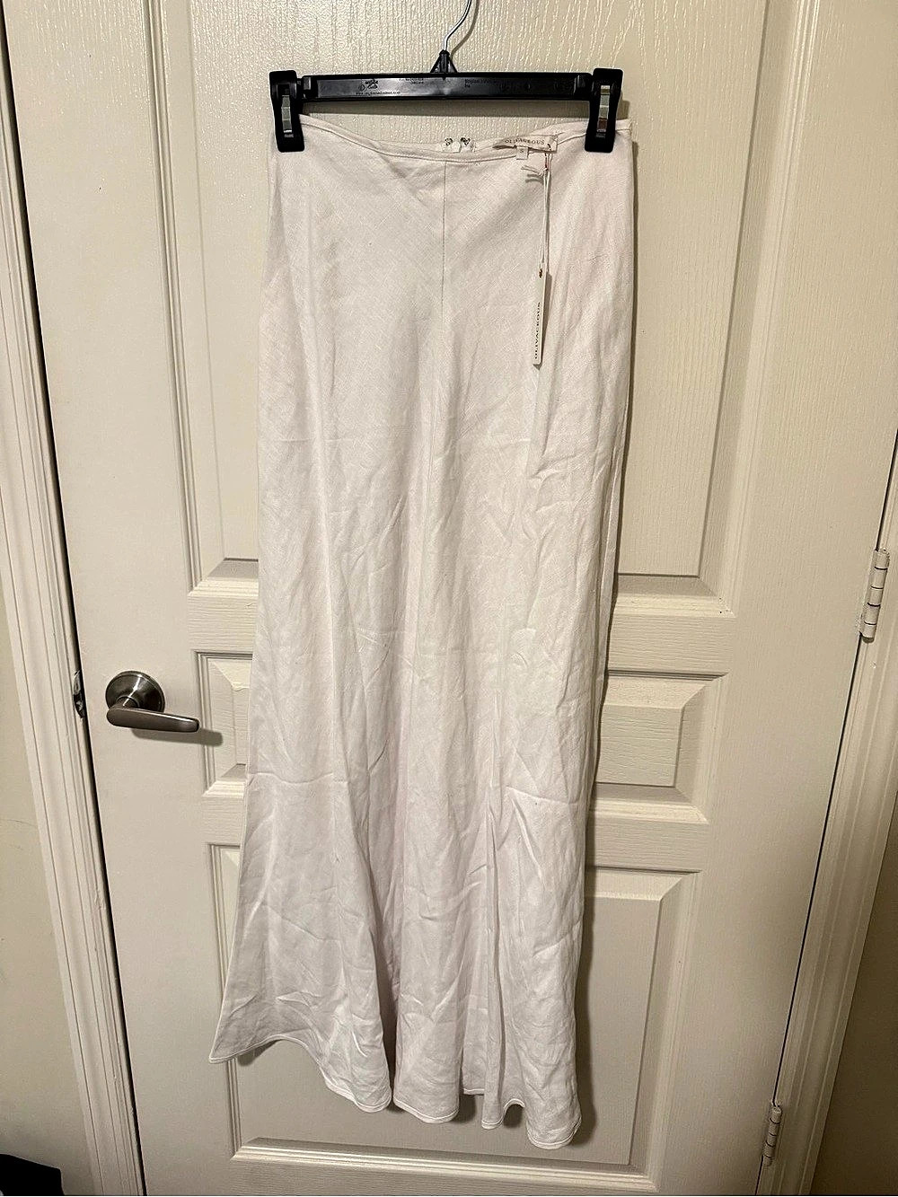 OLIVACEOUS Nadia Linen Maxi Skirt White